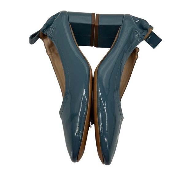 Everlane Patent Blue Green Closed Square Toe Block Heels Size 8 1/2 Women's - Picture 7 of 9